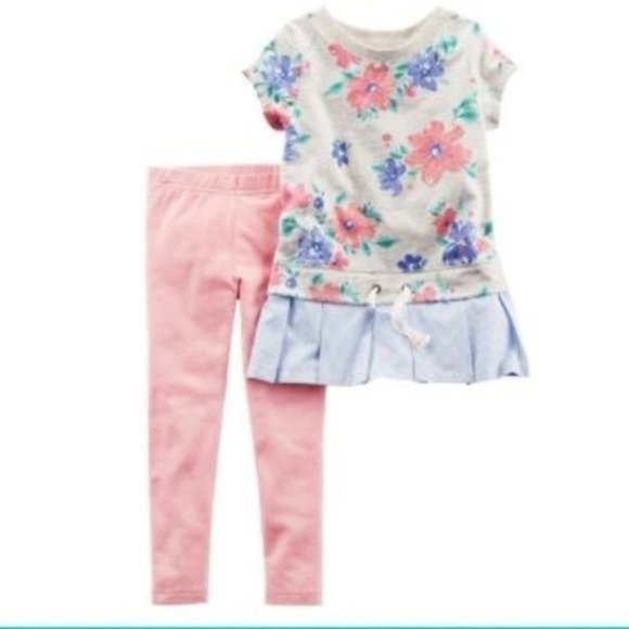 Carter's Oatmeal Floral Top & Legging Set 24 month - Picture 1 of 8